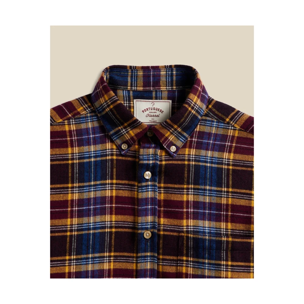 Portuguese Flannel Apollo Shirt Blauw Bordeaux Katoen Multicolor Heren