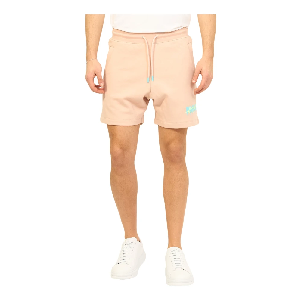 Hugo Boss Roze Jogging Shorts met Logo Print Pink Heren