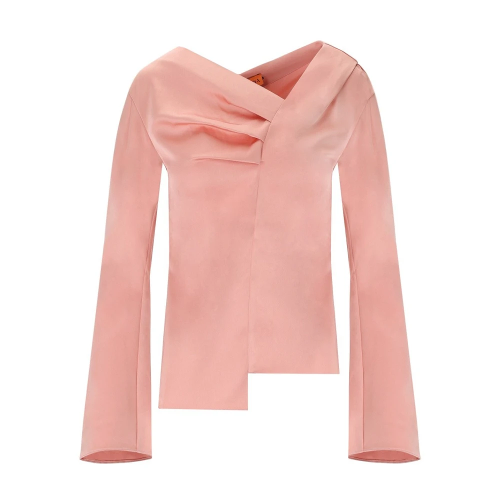 Stine Goya Rosa Satin Asymmetrisk Topp Pink, Dam