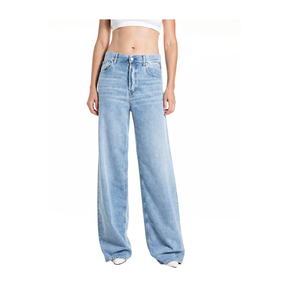 Replay Women's Blue Cary Wide Leg Jeans - Wide Jeans - W27 - Jeans