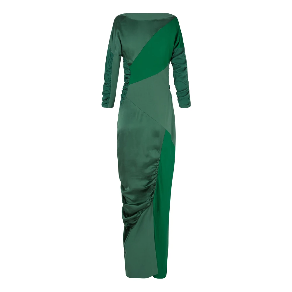 Cortana Collage lang patchwork groene jurk Green Dames
