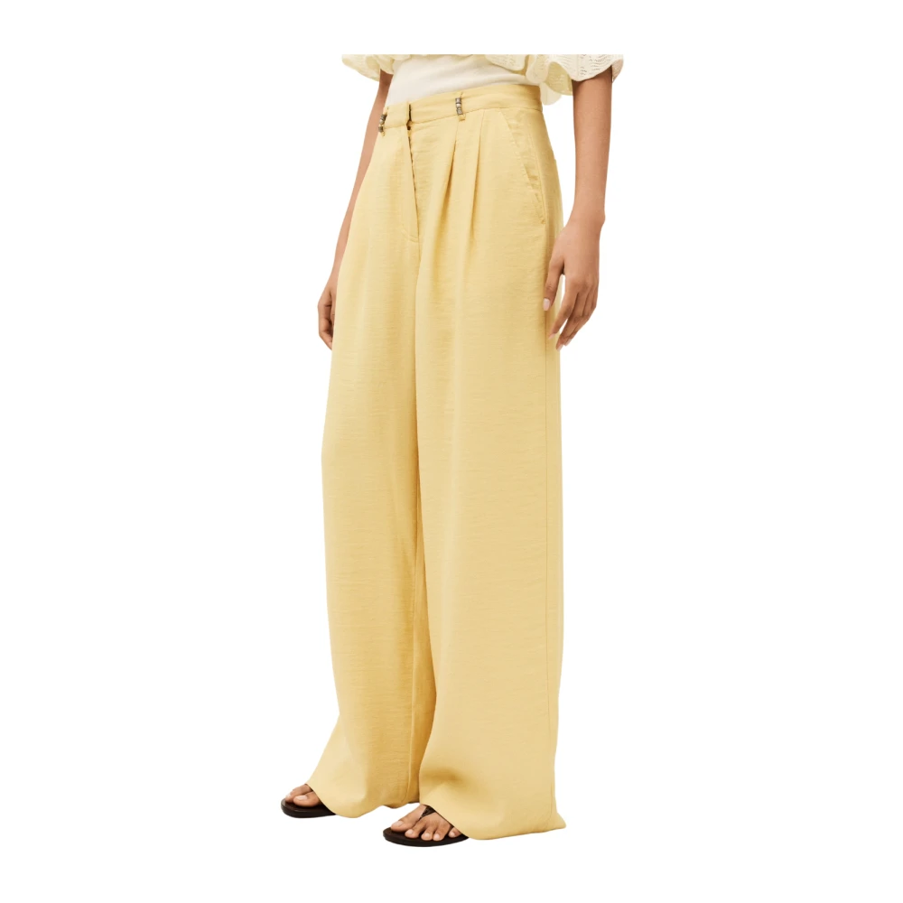 Ba&Sh Women's Yellow Wide Trousers, L, Deana Trousers