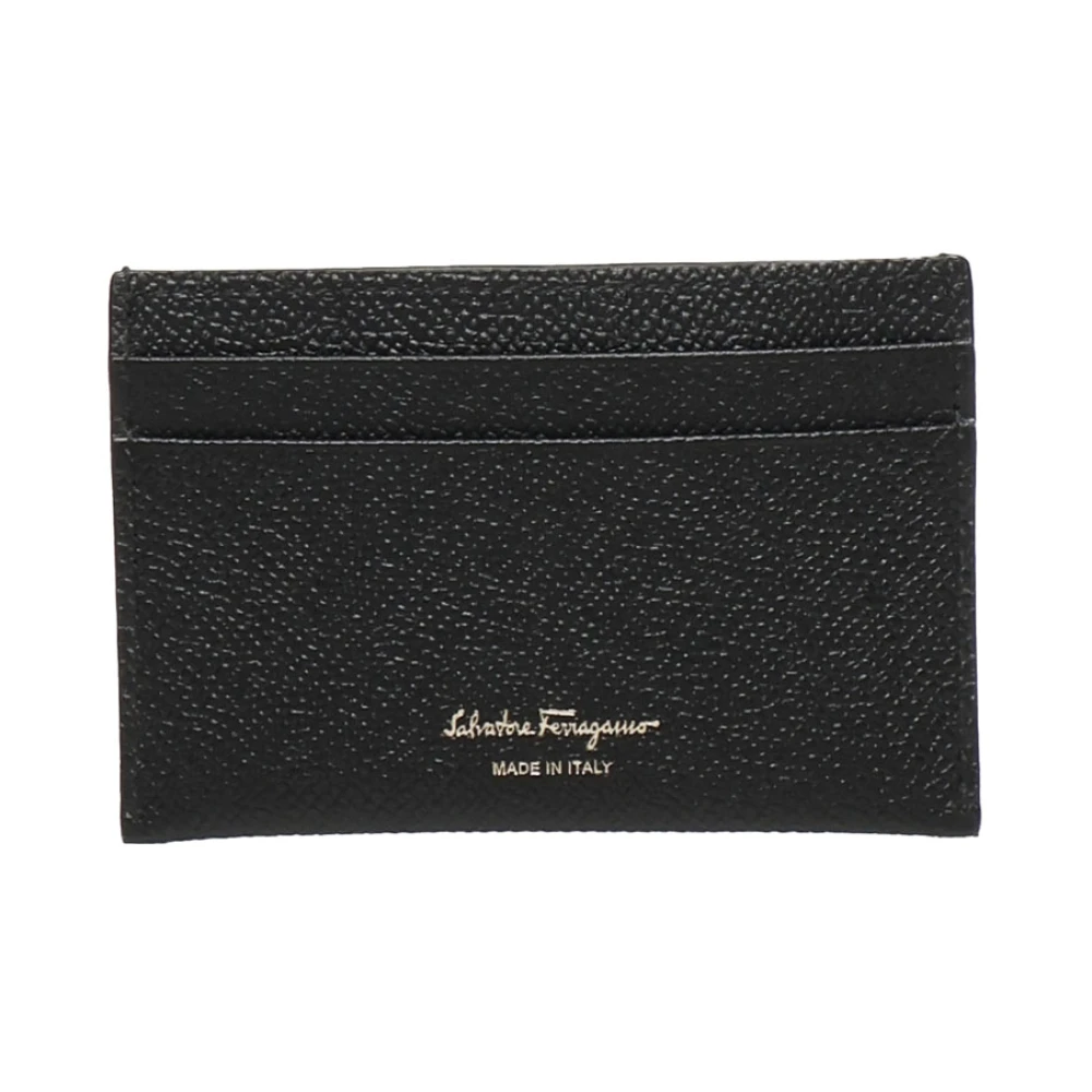 Salvatore Ferragamo Zwarte Kalfsleren Portemonnee met Gouden Afwerking Black Dames