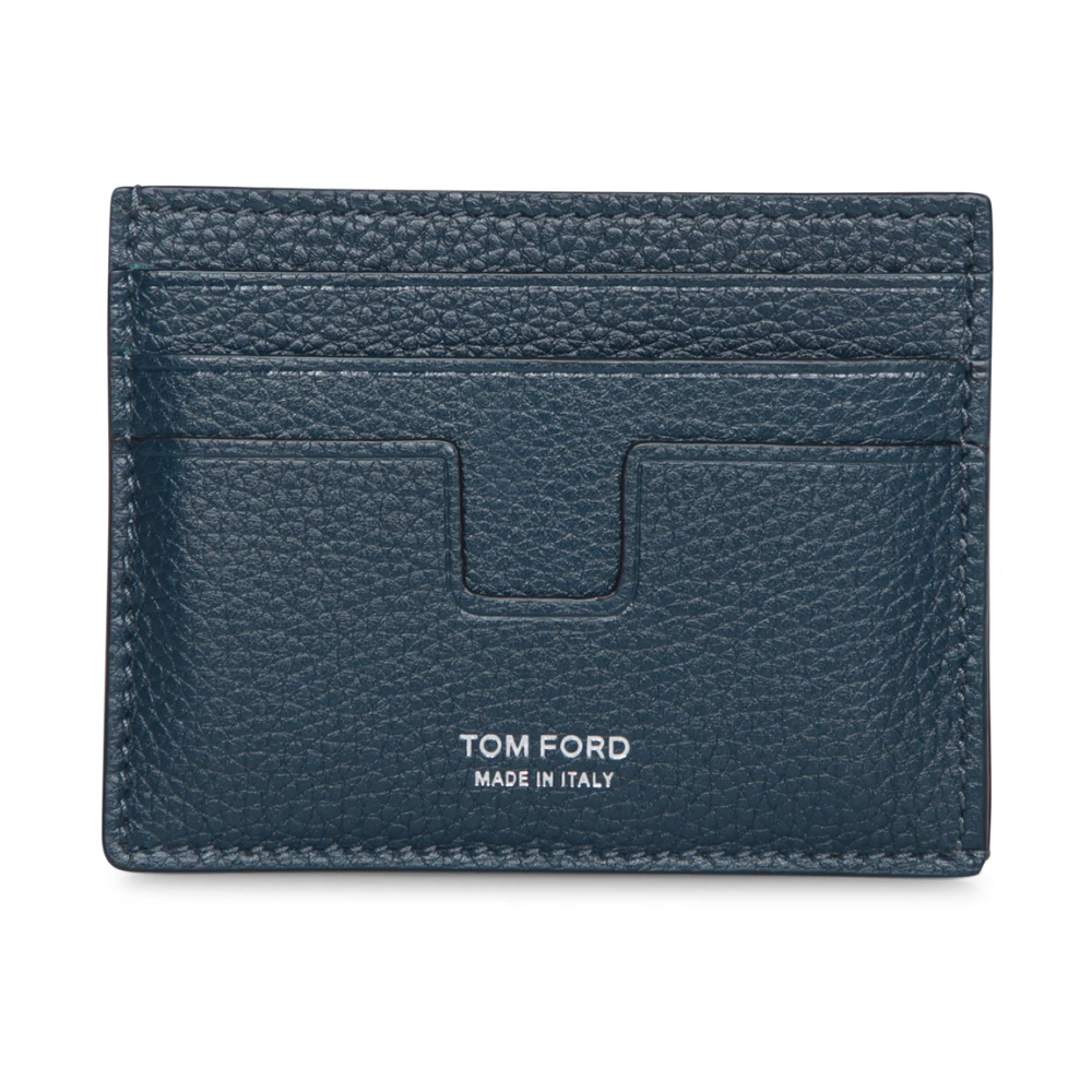 Tom Ford Blauwe Leren Kaarthouder Blue Heren