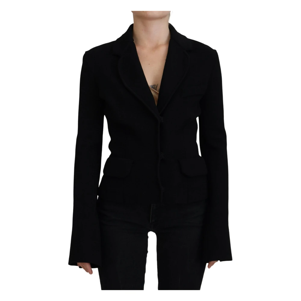 Dolce & Gabbana Women's Black Blazers, Xs, Dolce Gabbana Button Cardigan Blazer Viscose Jacket