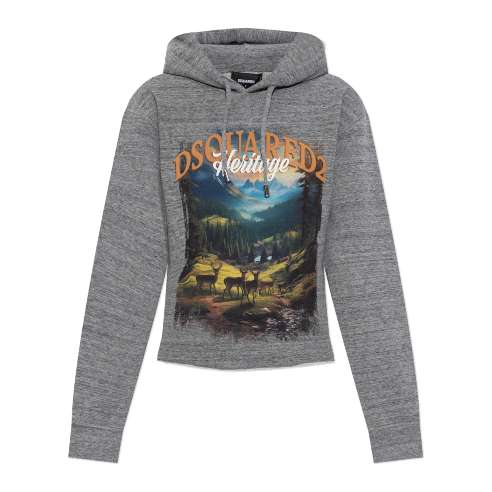 Dsquared2 Women's Gray Sweatshirt With Print - Hoodies - S - Sweatshirts & Hoodies
