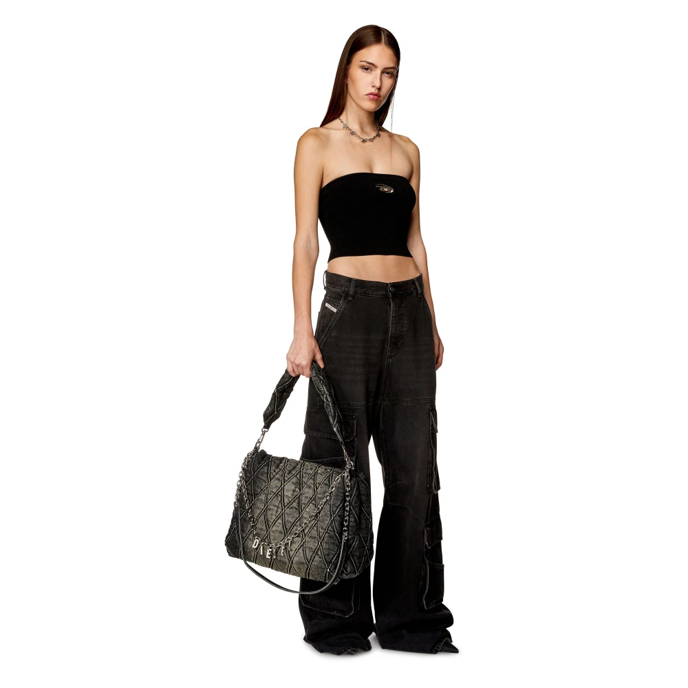 Diesel Tube top with logo plaque Black Dames