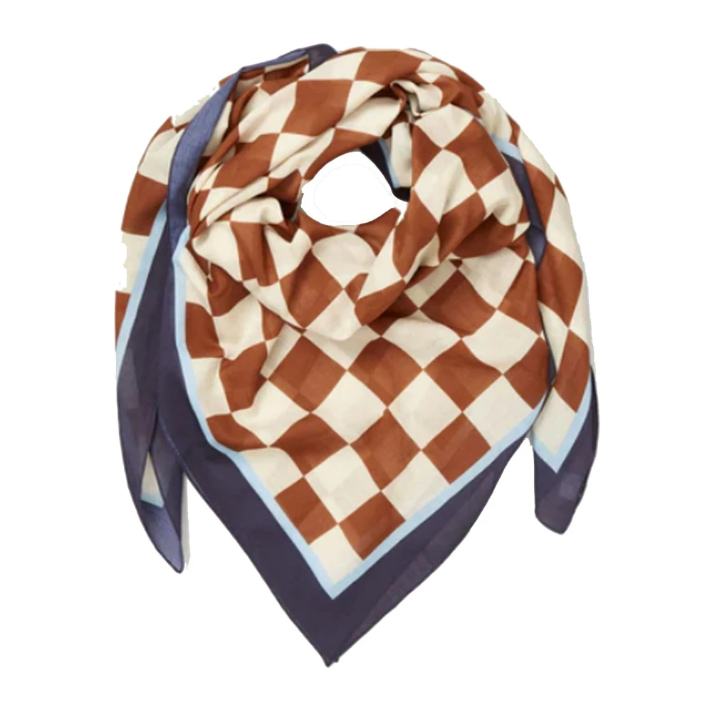 Becksöndergaard Elegant Bruin Geruit Katoenen Sjaal Multicolor Dames