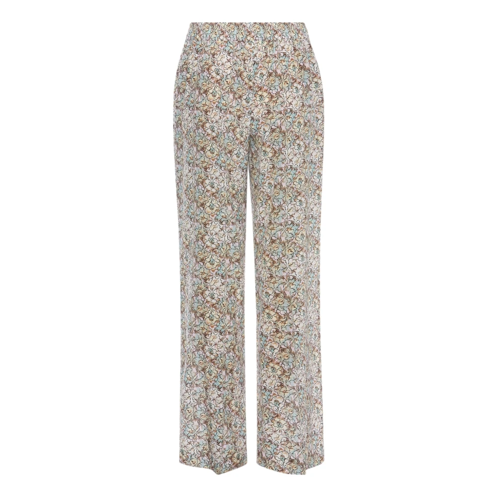 Heartmade Zijden Beige Broek Straight Fit Multicolor Dames