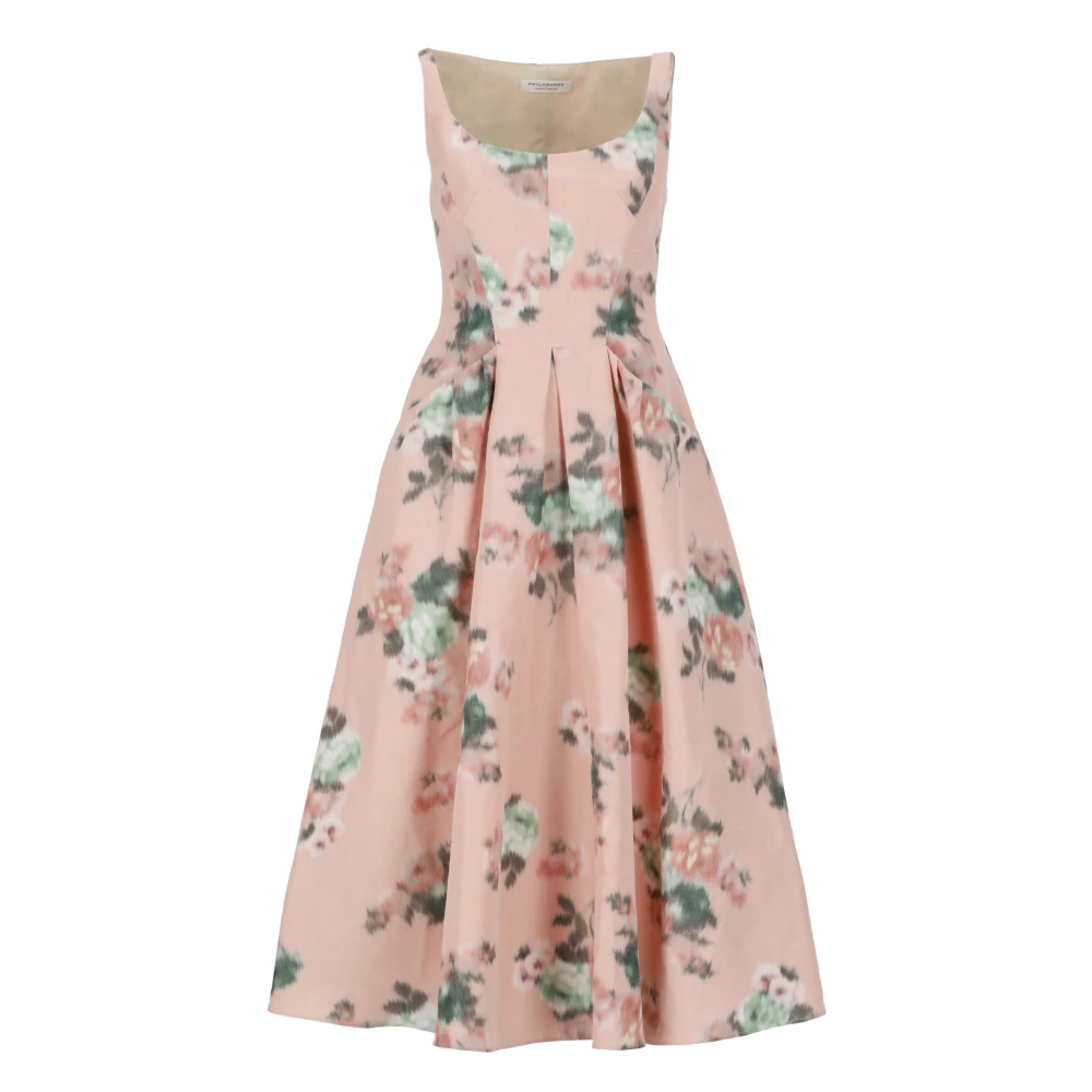 Philosophy di Lorenzo Serafini Roze Linnen Jurk met Zakken Pink Dames