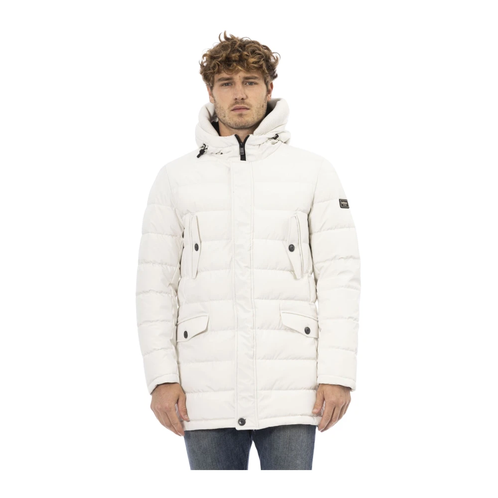Baldinini Hooded jas met ritssluiting White Heren