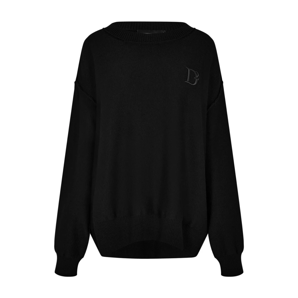 Dsquared2 Women's Black Round-Neck Knitwear, M, Statement Logo Knit Jumper