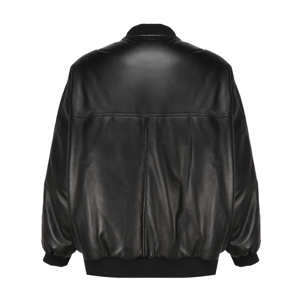 Moncler Leather Jackets Black Heren
