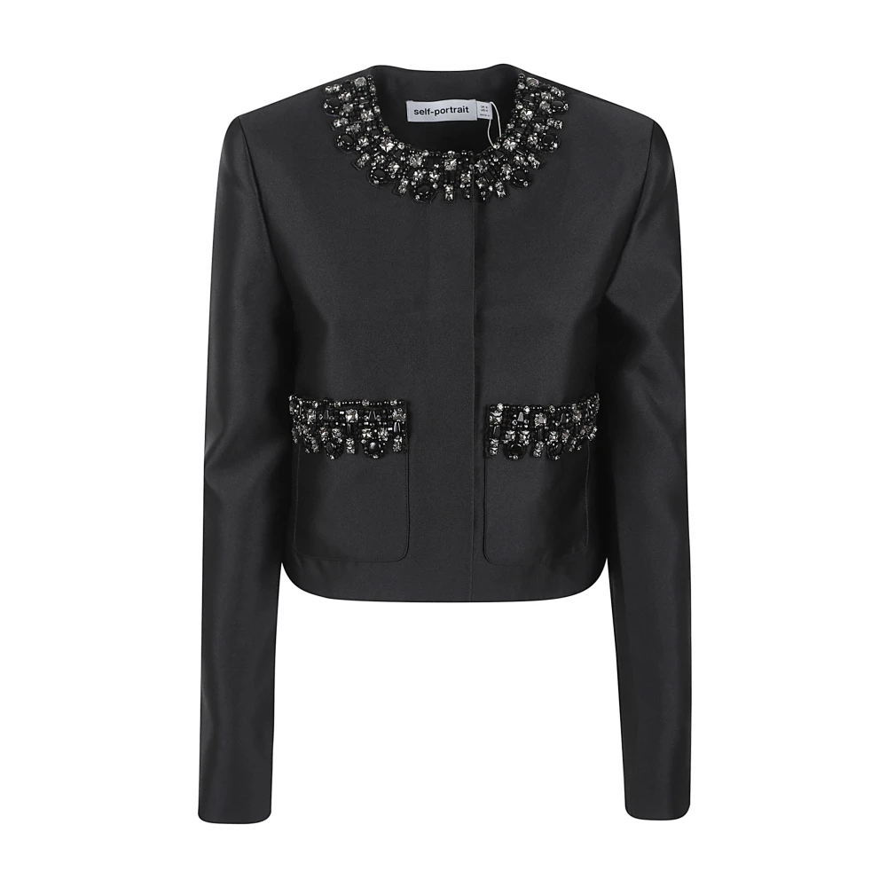 Self Portrait Women's Black Taffeta Dress - Light Jackets - Xs - Jackets