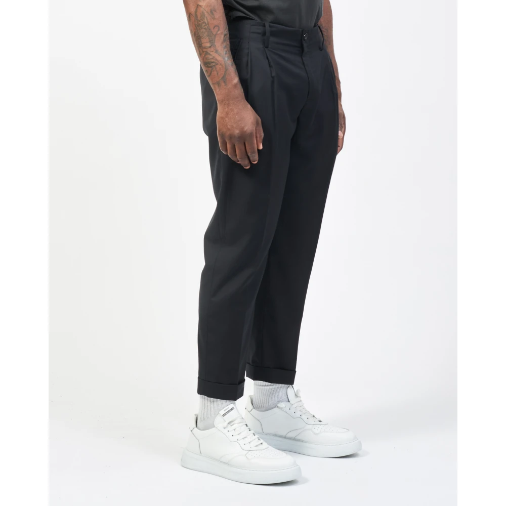 Richmond Zwarte broek met pences en zakken Black Heren