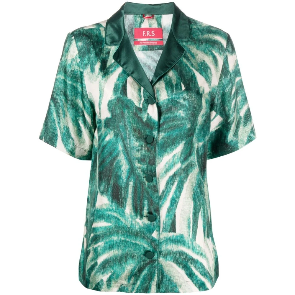 F.r.s For Restless Sleepers Groene Palazzo Shirt met Japanse Tak Print Green Dames