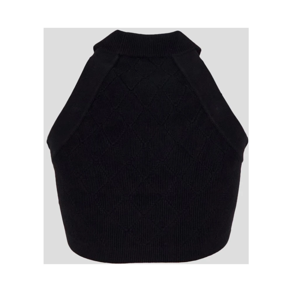 Balmain Zwart mouwloos topje met knoopdetails Black Dames