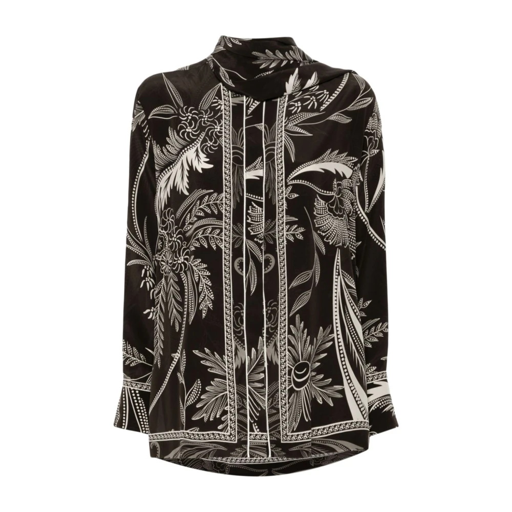 F.r.s For Restless Sleepers Botanische Print Zijden Overhemd Brown Dames