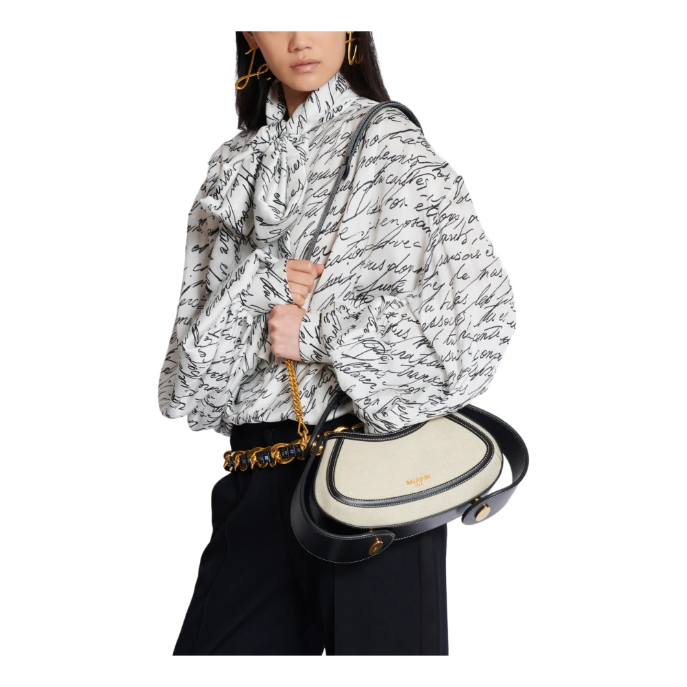 Balmain Middelgrote Jolie Madame tas van canvas en leer Beige Dames