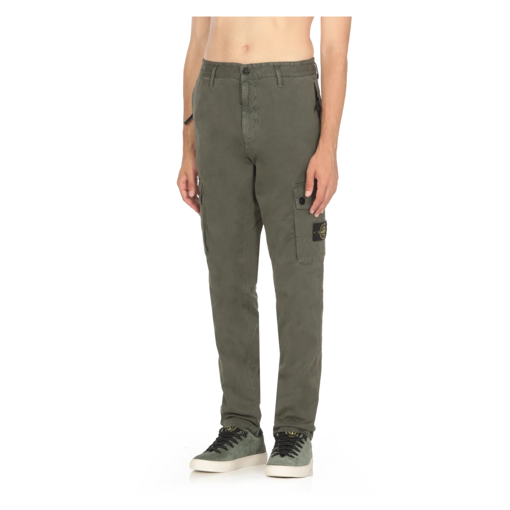 Stone Island Groene Cargo Broek met Iconische Patch Green Heren