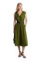 robe-midi-en-popeline-de-coton-vert