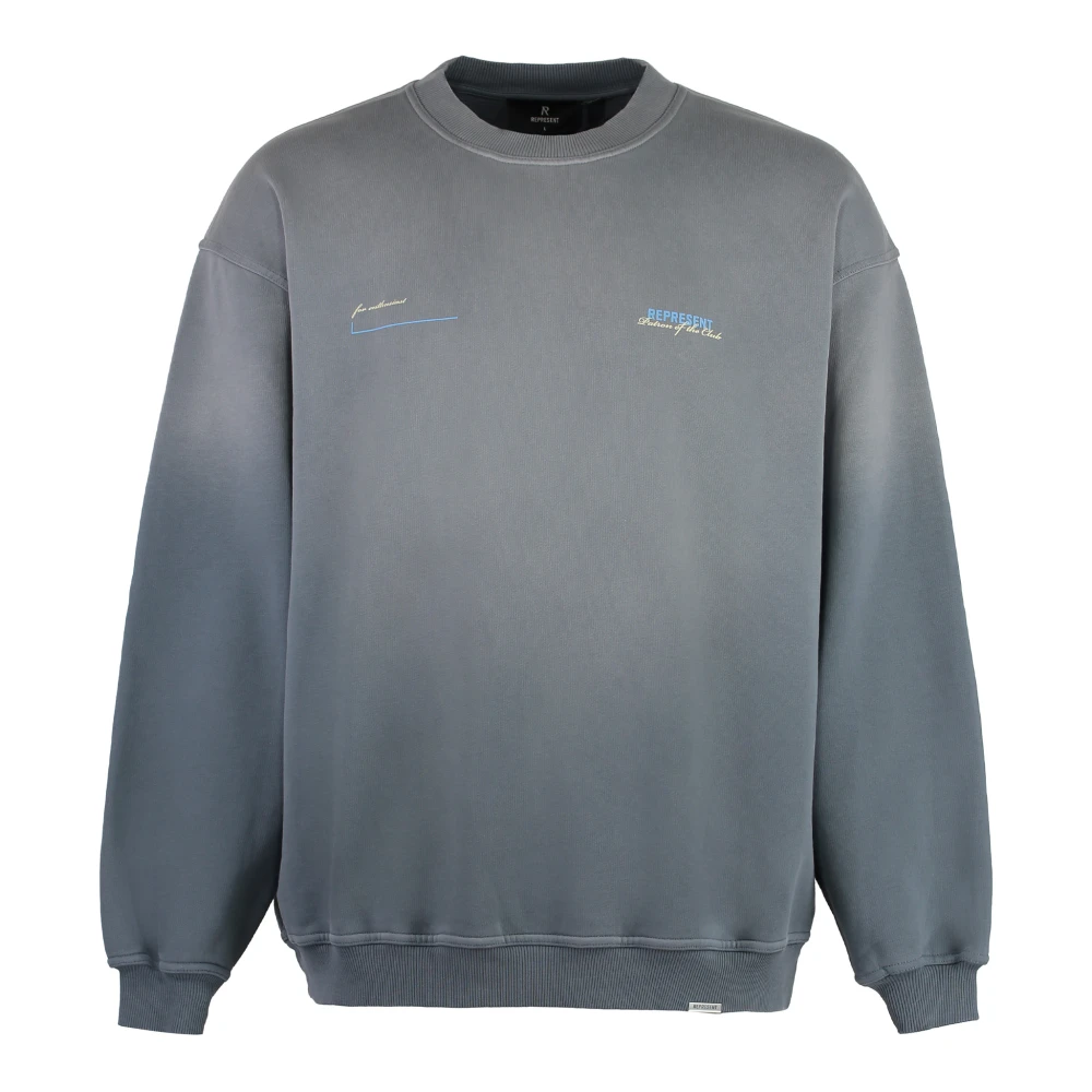 Represent Geribbelde Katoenen Crew-Neck Sweatshirt Gray Heren