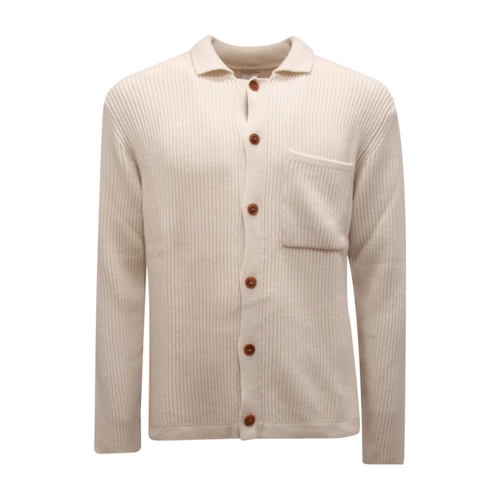 Eleventy Herr Beige Stickade Tröjor M, Cardigan Ulltröja