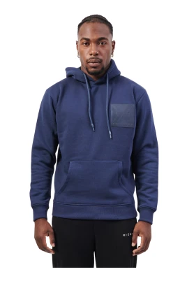 Blå huvtröja med logopatch