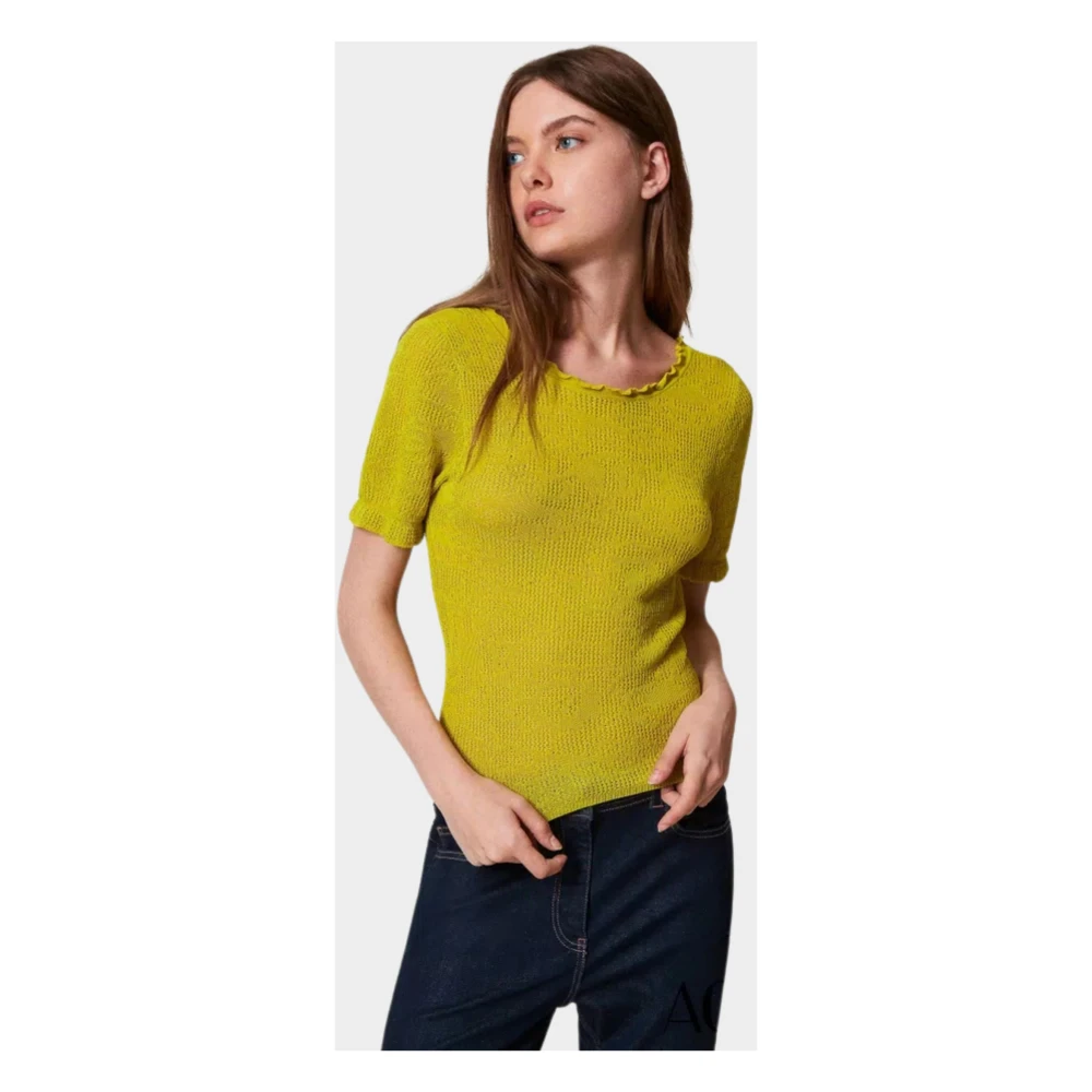 Twinset Omkeerbare Bloemen Jacquard Trui Green Dames