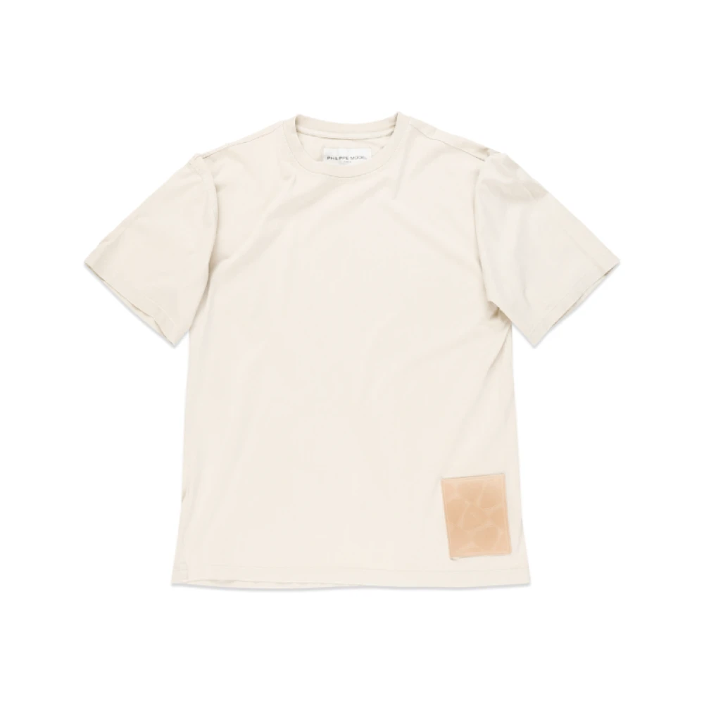 Philippe Model Katoenen T-shirt met korte mouwen en logo Beige Heren
