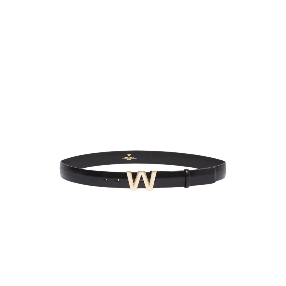 Max Mara Weekend Rechthoekige Leren Riem met Logogesp Black Dames