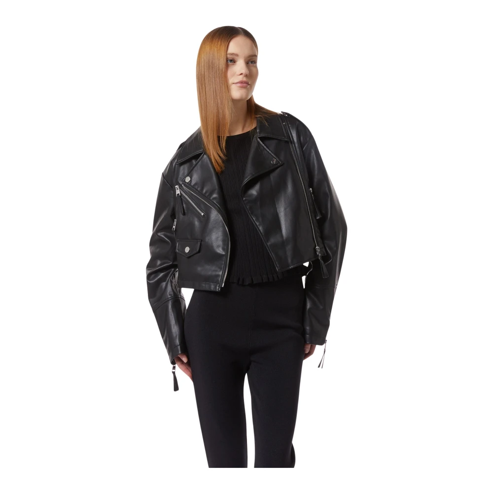 Silvian Heach Femme Noir Vestes, Taille: 36 Fr Veste De Motard En Similicuir
