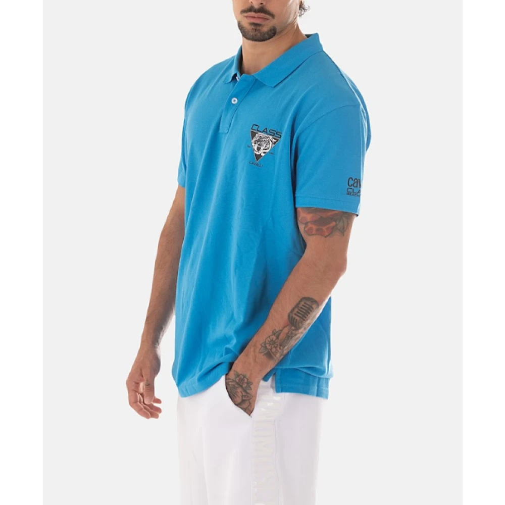 Just Cavalli Heren Logo Polo Shirt Blue Heren