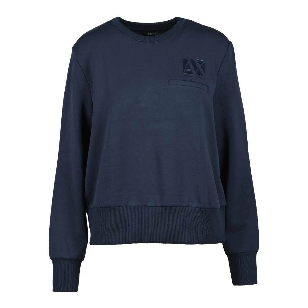 Armani Exchange Stijlvolle Sweater met Unieke Stofmix Blue Heren