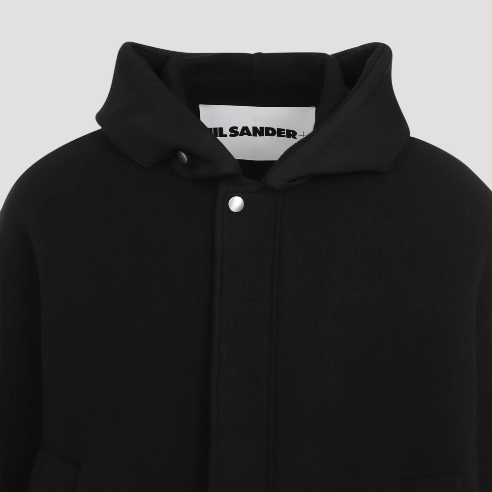 Jil Sander Zwarte wollen jas voor mannen Black Heren