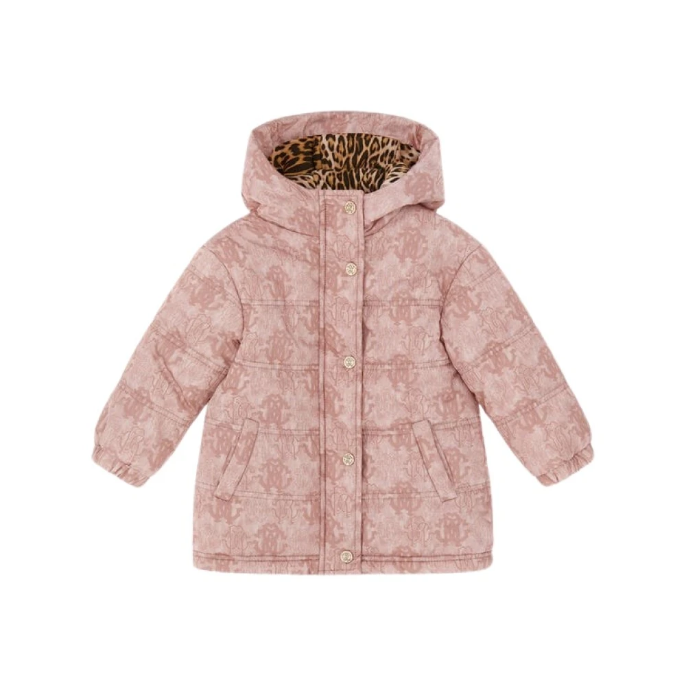 Roberto Cavalli Pink Logo Jacket Female Made In Italy - Female - Winter Jackets - Pink - 2 Y - Kids