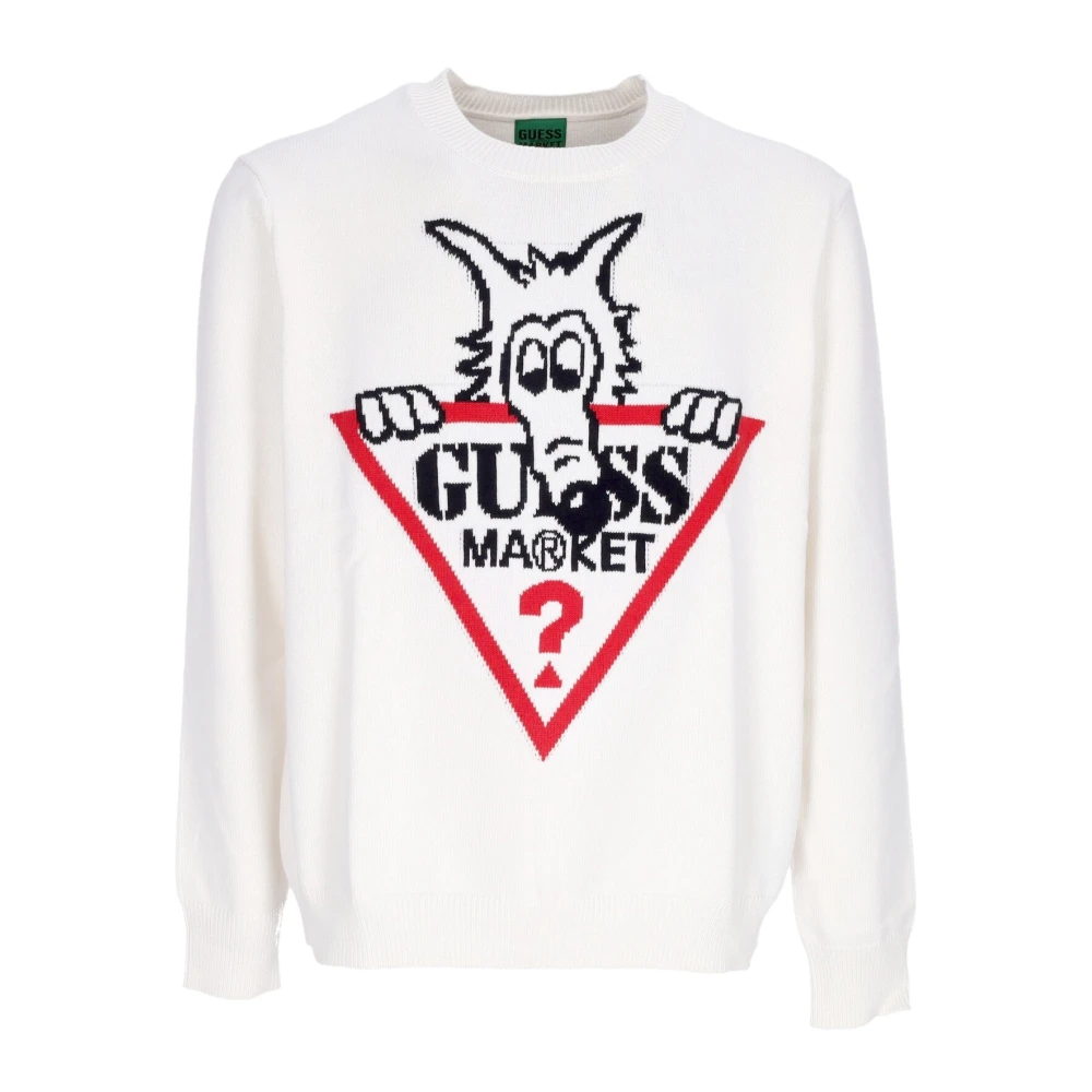 Guess Crewneck Sweater Sandy Shore Men's Sweater White Heren