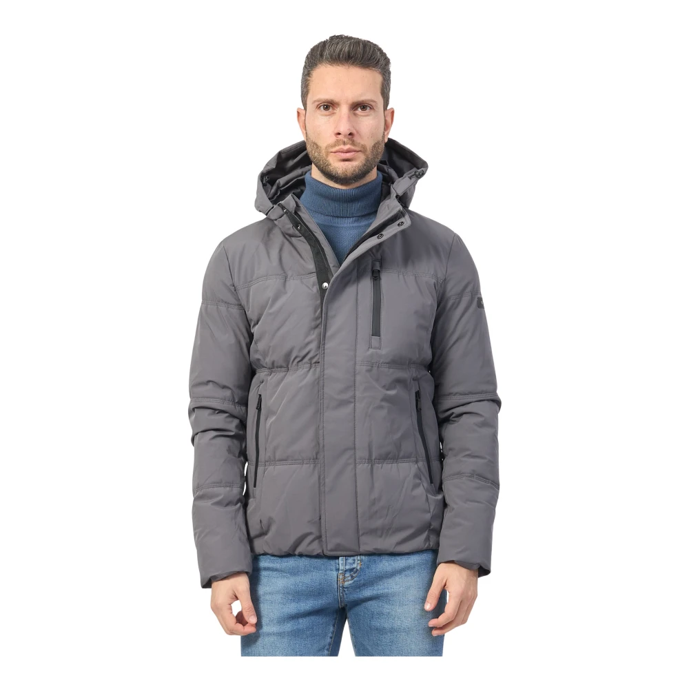 YES ZEE Grijze Gewatteerde Hoodiejas Gray Heren