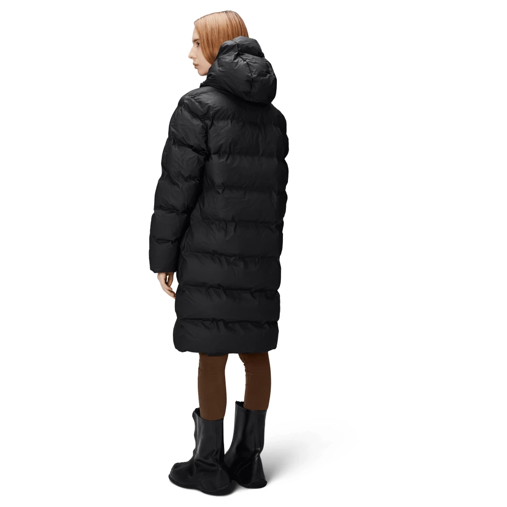 Rains Lange Pufferjas Black Dames
