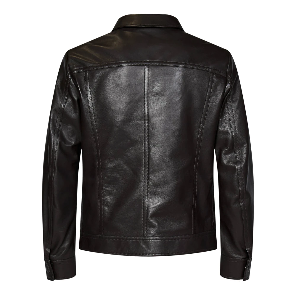 Tom Ford Bruine leren jas met ritssluiting Brown Heren