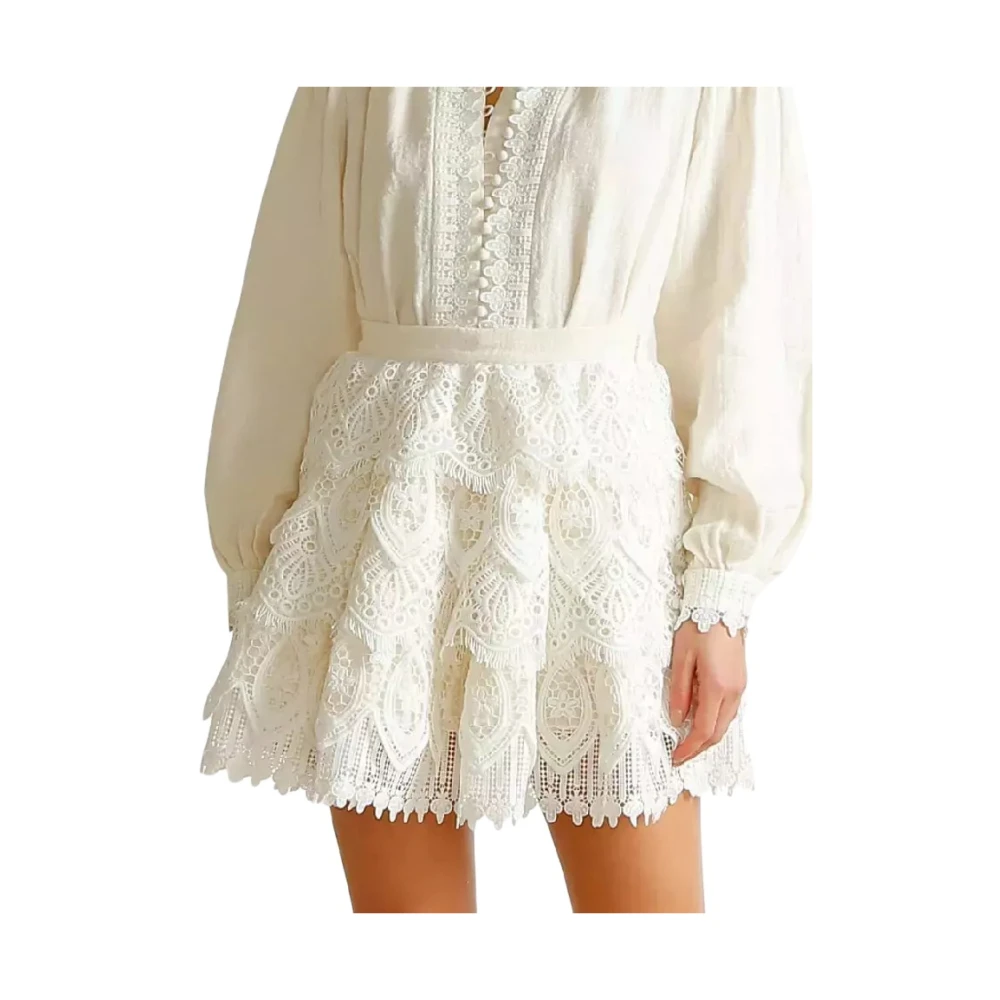 Ixiah Witte Kant Mini Rok Wildflower White Dames