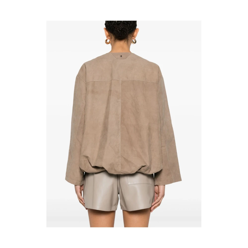 Salvatore Santoro Beige Puffball Hem Leren Buitenkleding Beige Dames