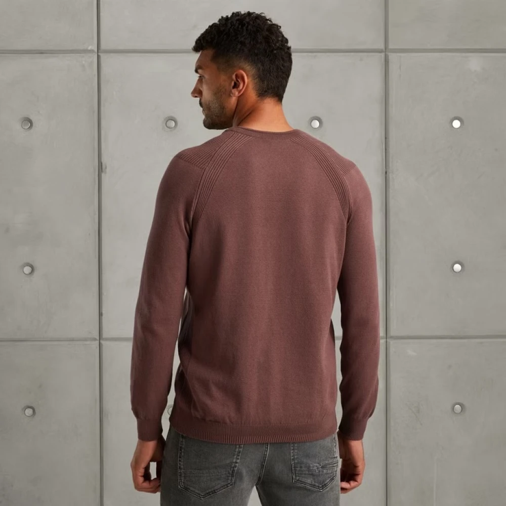 Cast Iron Katoen Stretch Crewneck Sweater Brown Heren