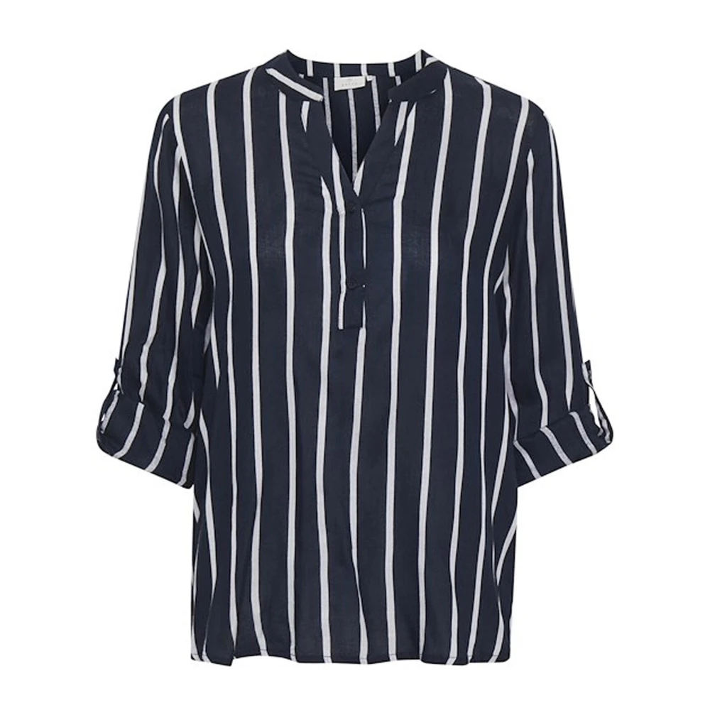 Kaffe Women's Blue Blouses, S, Striped Blouse Midnight Marine/Chalk
