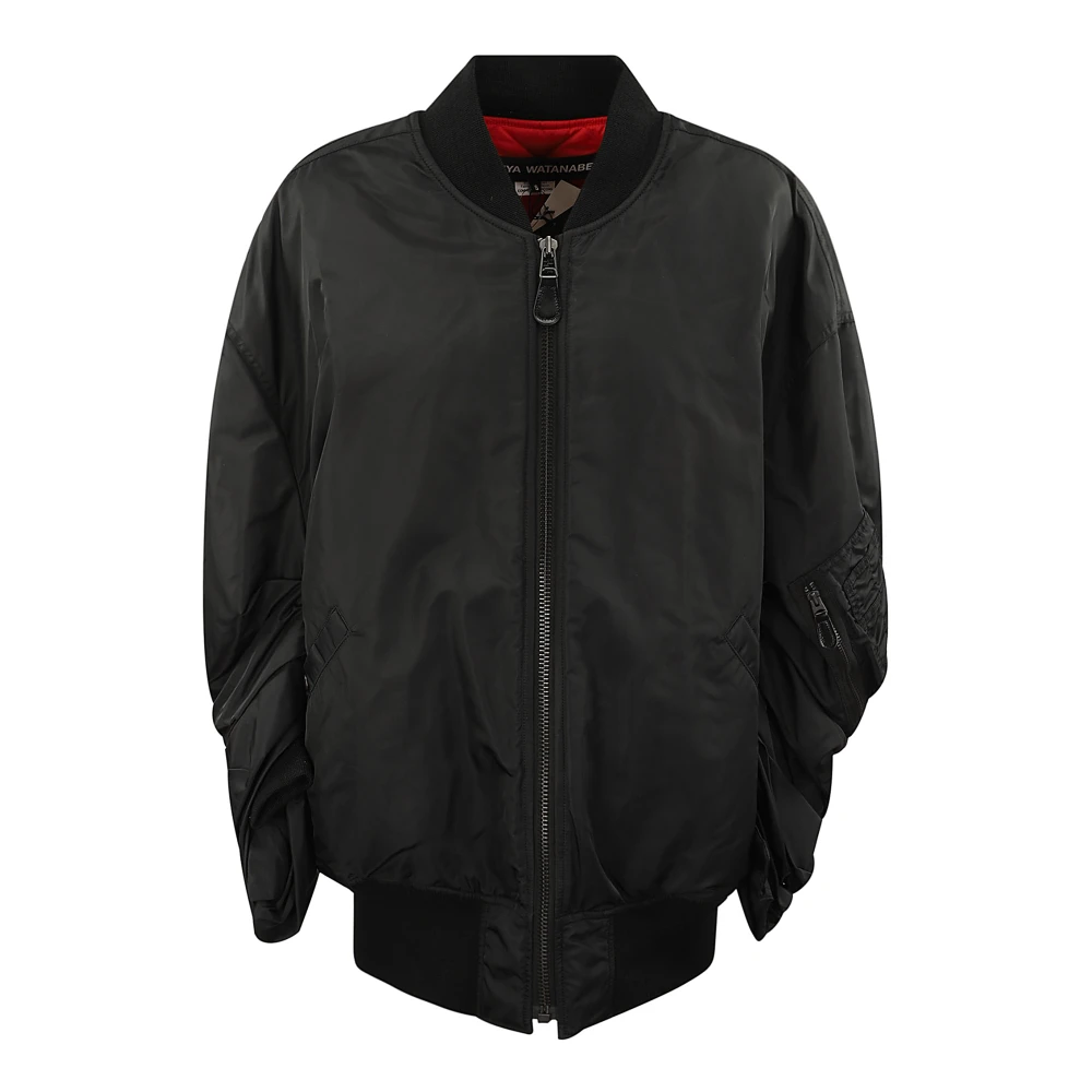 Junya Watanabe Oversized Jack met Ritssluiting en Gerimpelde Mouwdetails Black Dames
