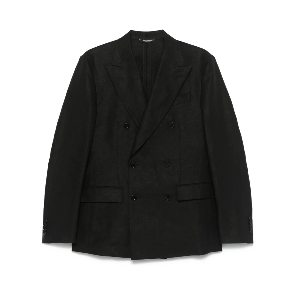 Dolce & Gabbana Zwarte double-breasted jas met knoopsluiting Black Heren