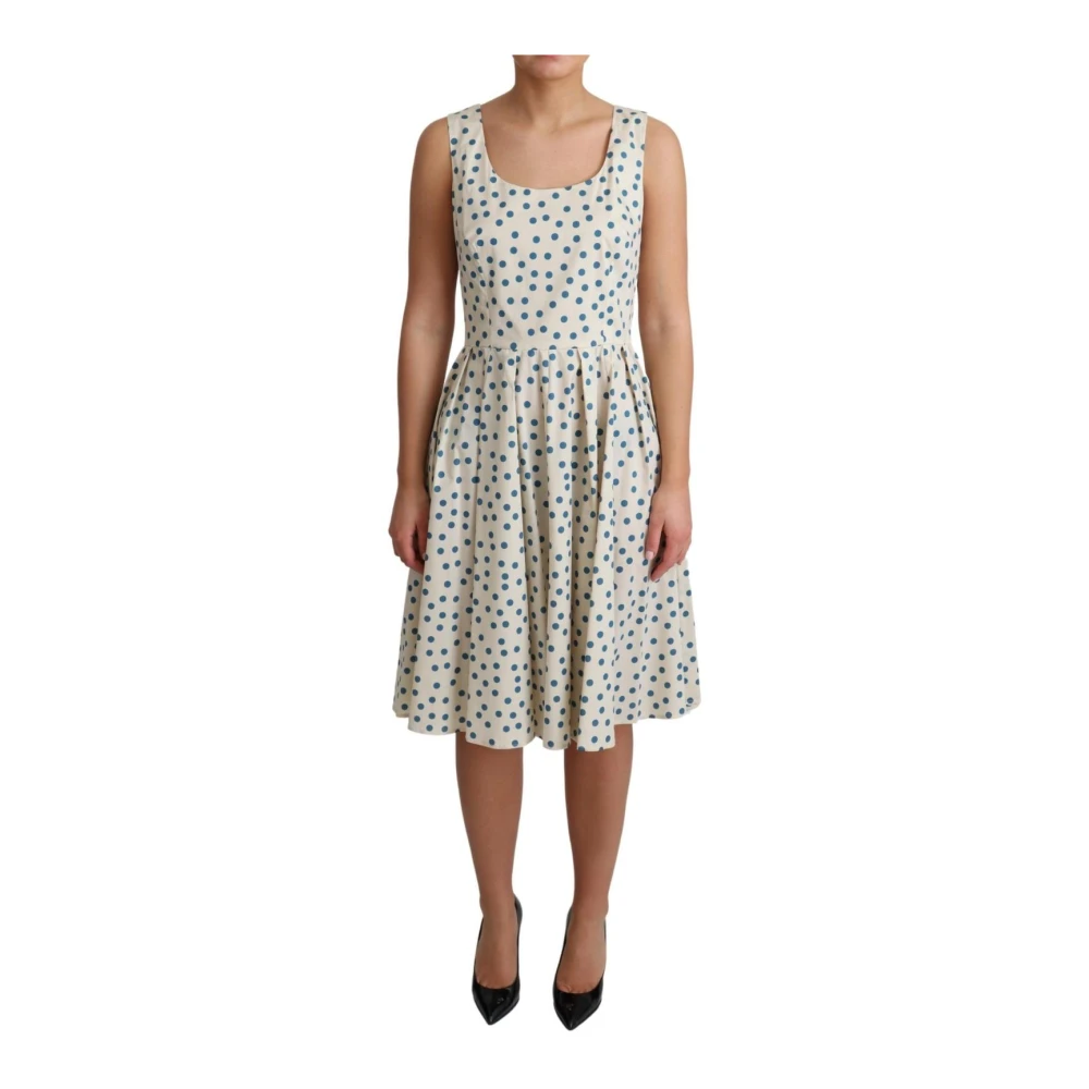 Dolce & Gabbana Women's Beige/Blue Polka Dot A-Line Dress