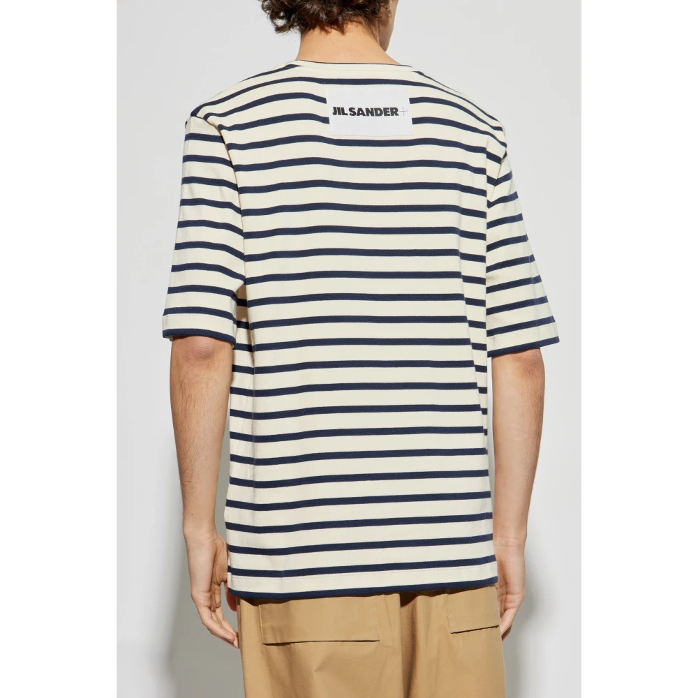Jil Sander T-shirt met gestreept patroon Beige Heren