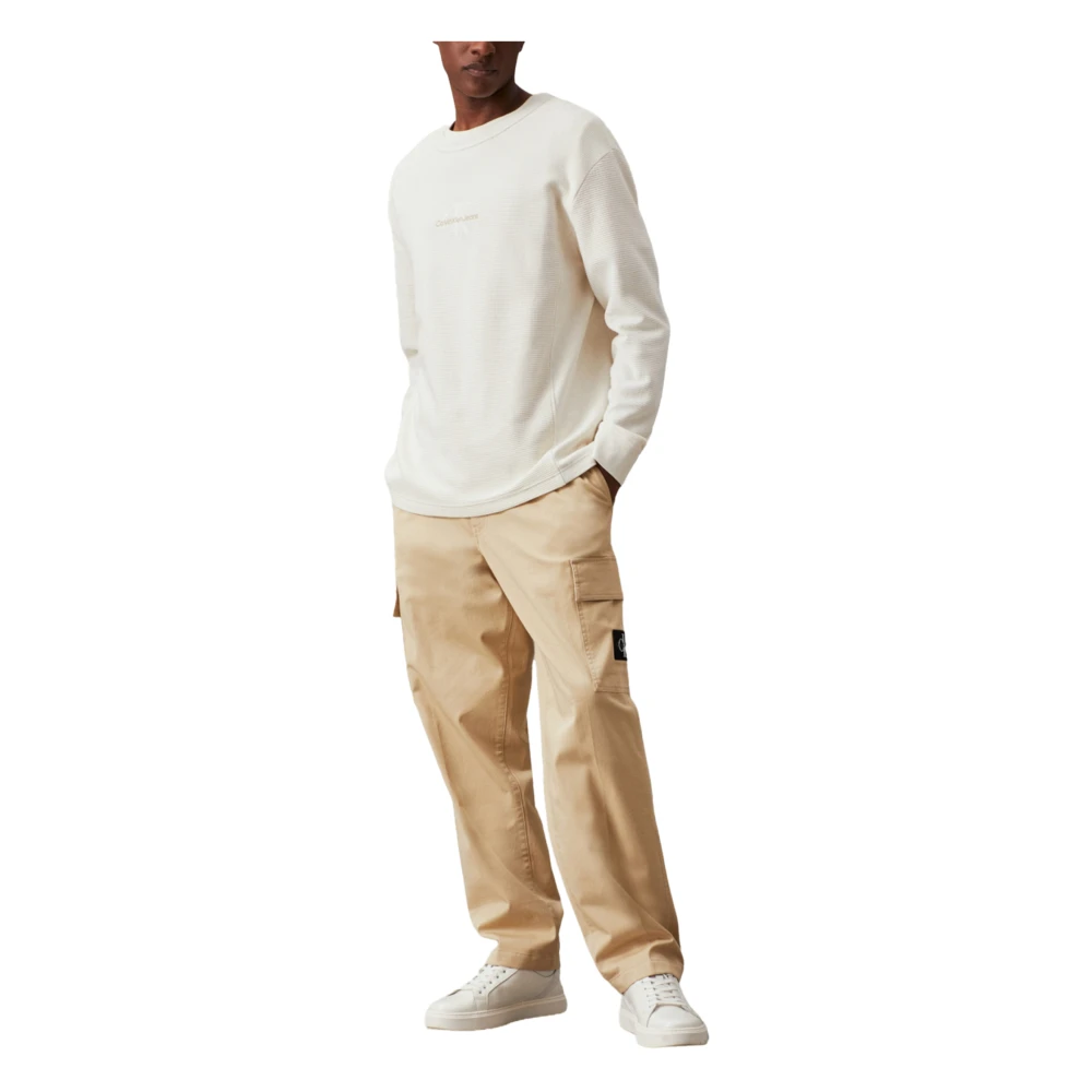 Calvin Klein Jeans Herfst Winter Herenbroek Geregenereerd Katoen Beige Heren