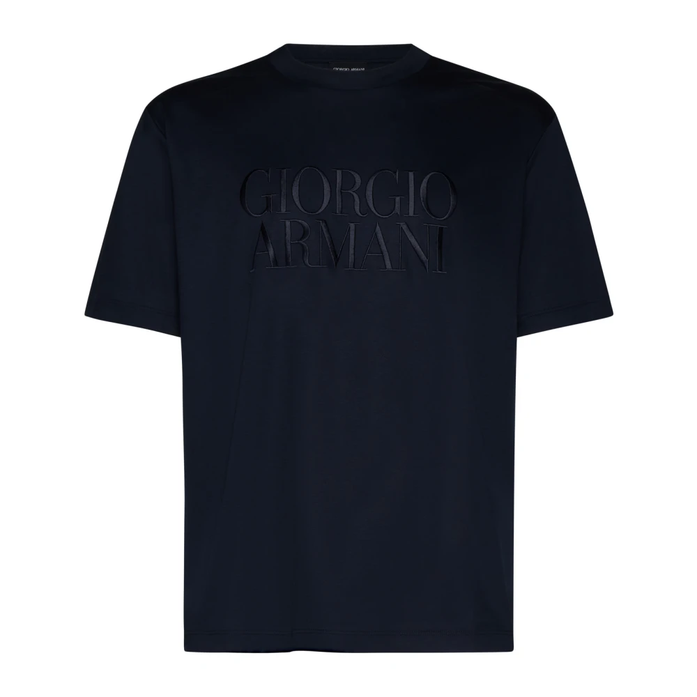 Giorgio Armani Blauwe Jersey Logo T-shirts Polos Blue Heren